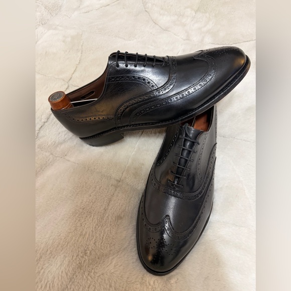 Allen Edmonds Chester Goodyear Welt Black Wing Tip Brogue Oxford Shoes 9.5 - Picture 2 of 8